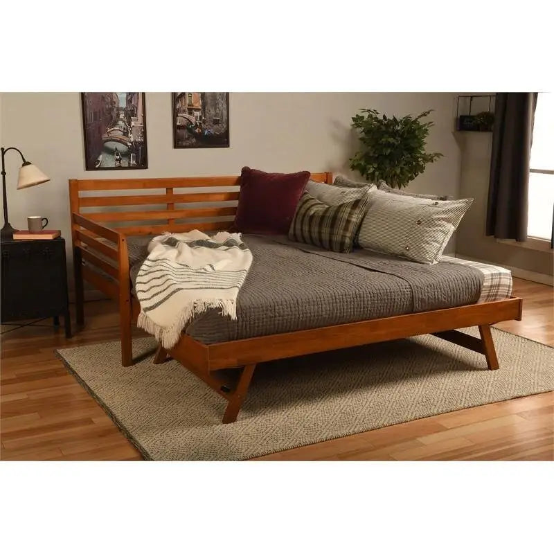 Cadre de lit de repos en bois massif avec lit gigogne relevable