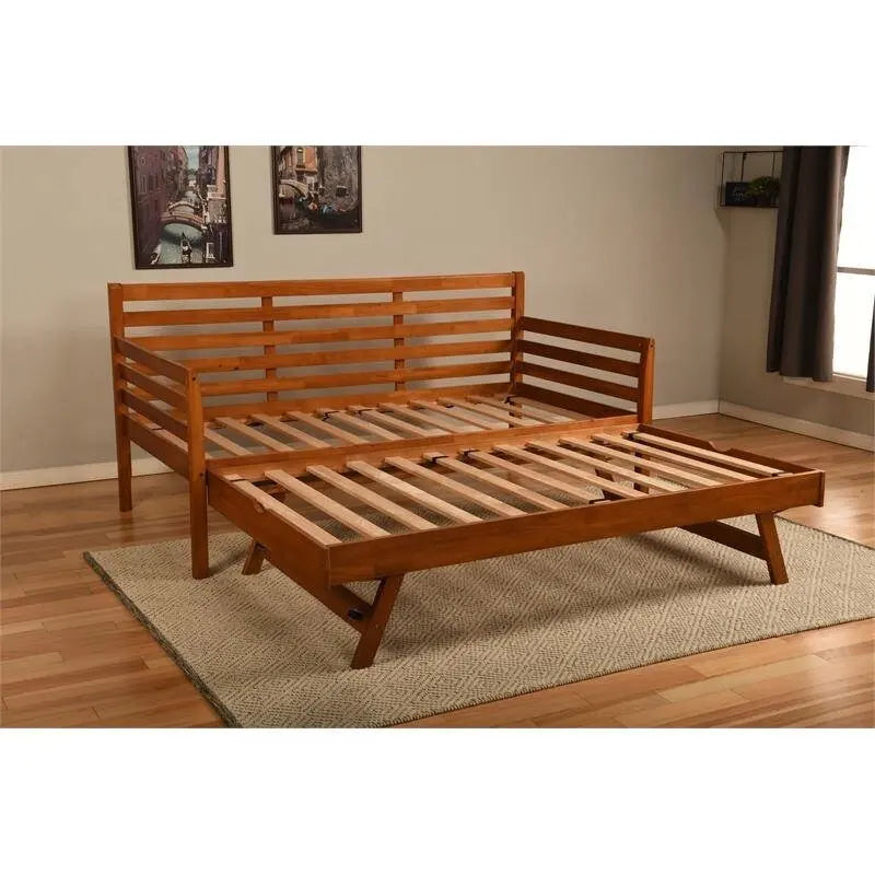 Cadre de lit de repos en bois massif avec lit gigogne relevable