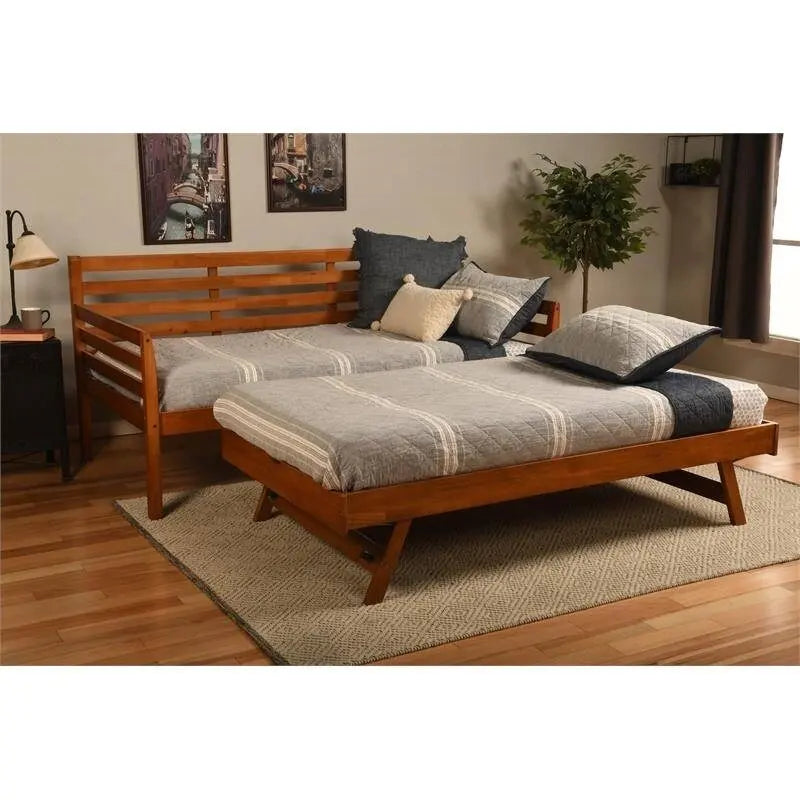 Cadre de lit de repos en bois massif avec lit gigogne relevable